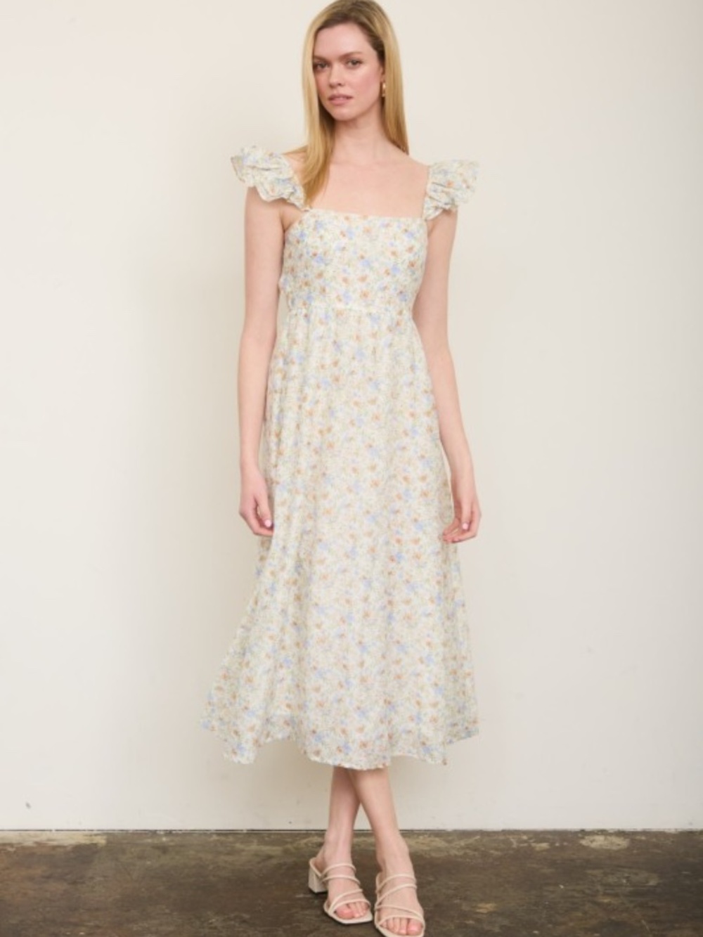 Floral Ruffle Strap Midi Dress - Picture 6 of 6